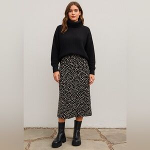 Dress Forum Animal Print Satin Midi Skirt Black Tan Champagne NWT Size Small